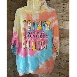 SIMPLY SOUTHERN COLORFUL TIE DYE GRAPHIC MEDIUM WEIGHT CASUAL HOODIE SIZE LARGE